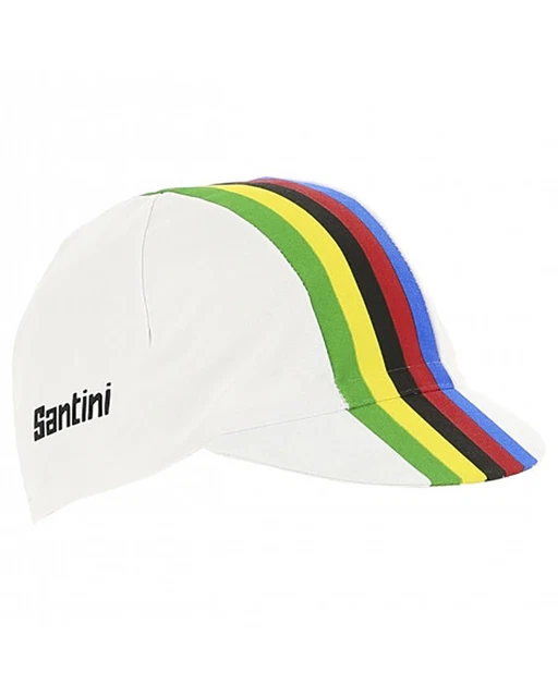 Santini Uci World Champion Official Cap Cotton, White/Rainbow (Size