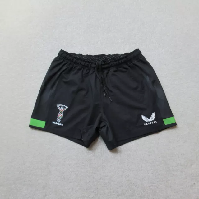 Castore Harlequins Pro Shorts Womens UK 10 Black Home Rugby Union EU38 2024 NWOT