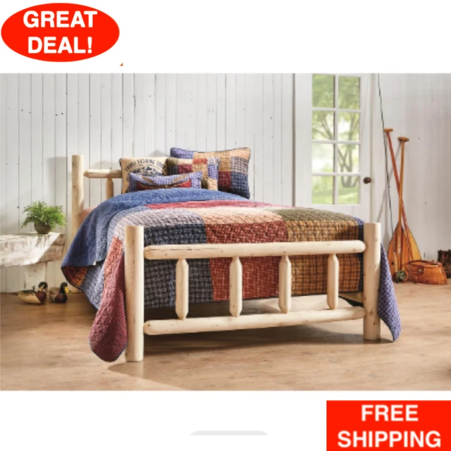 Cedar Log Bed Twin Size Headboard Footboard Frame Bedroom Home Cabin Furniture