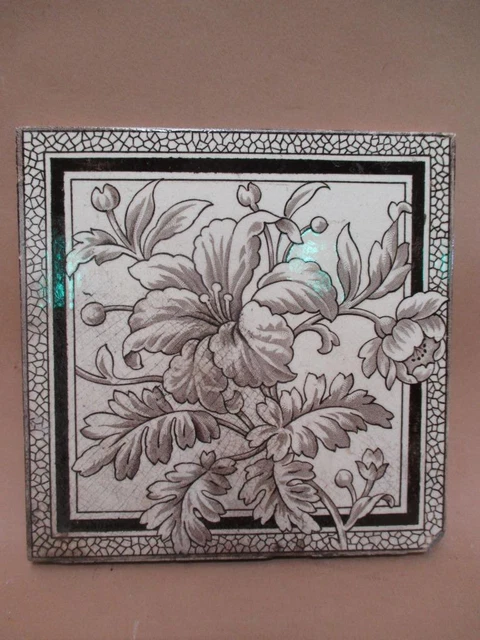 Tile, transfer print, Art Nouveau, Art Deco, wall tile, vintage, antique