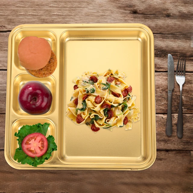 Piatti Piani In Acciaio Inox 304 - 2 Pezzi 14.4x14.4cm Oro Per Antipasti, Dessert, Finger Food - Foto 5