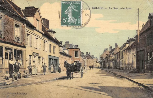 CPA 60 BULLES LA RUE PRINCIPALE (cpa toilée
