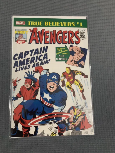 True Believers Kirby 100th Captain America Lives Again Avengers #4 9.6 or Better