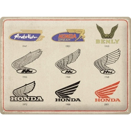 Honda Letrero de Metal Moto Logo 40CM Nostalgia Escudo de Metal