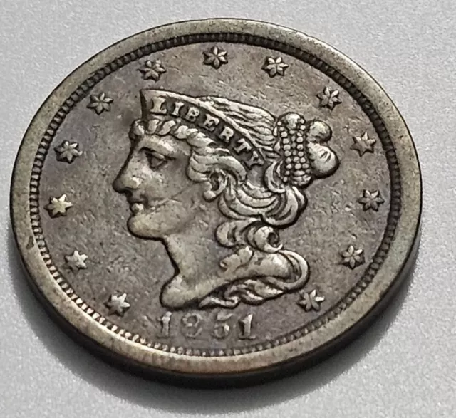 1851-P Philadelphia Braided Hair Half 1/2 Cent