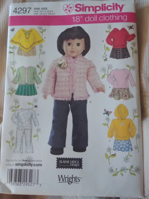 Simplicity  4297  doll clothes pattern  18"