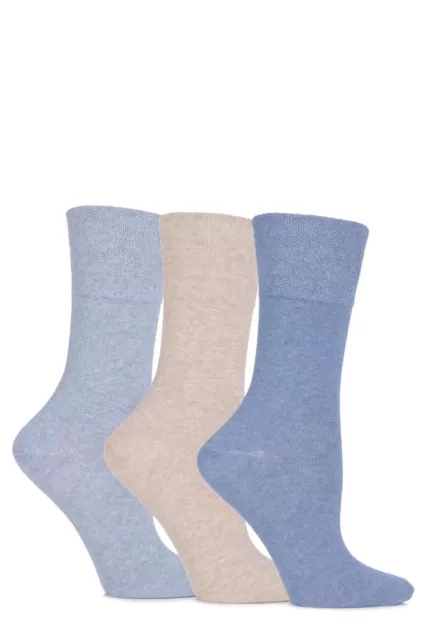 SOCKSHOP Gentle Grip Ladies Eva Plain Cotton Socks with HoneyComb Tops - 3 Pairs