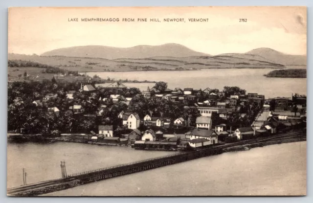 Lake Memphremagog From Pine Hill Newport Vermont VT Vintage Postcard