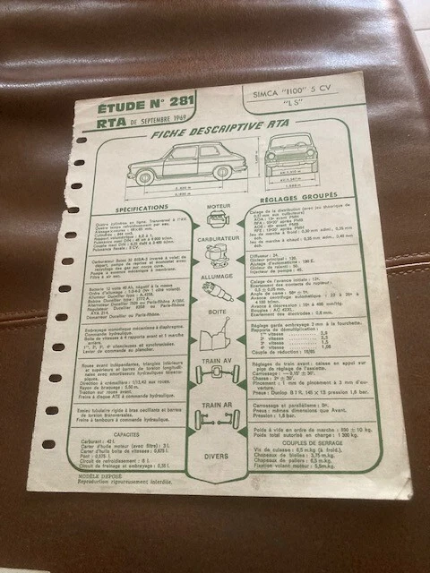 Revue Technique Automobile Simca 1100 (tous Modèles 5 Et 6 CV) – Édition 1970, Occasion, Document Original Français Pour Réparation Et Entretien