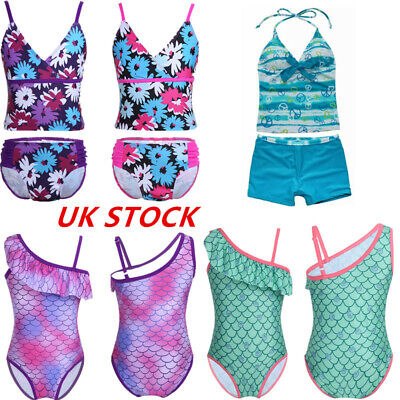 UK Girls Kid Swimsuit Swimwear Tankini Bikini Swim Bathing Suit Swimming Costume
