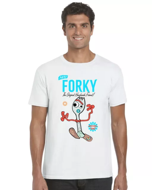 Disney Boy's Toy Story Forky Smiling Face Graphic Tee, White