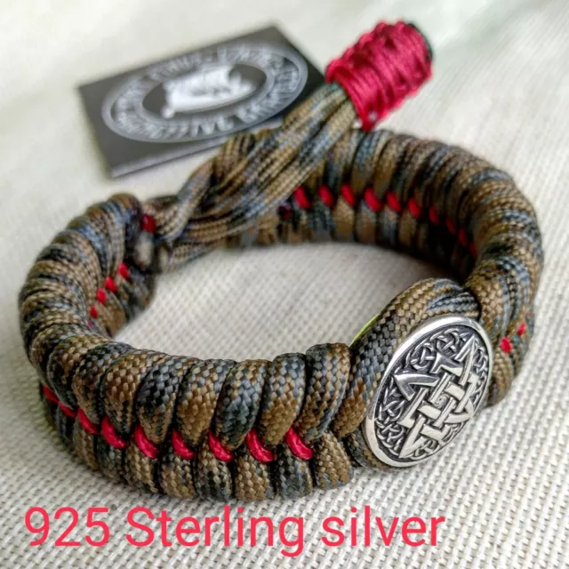 Paracord bracelet with silver bead "SVAROG". 925 Sterling silver.