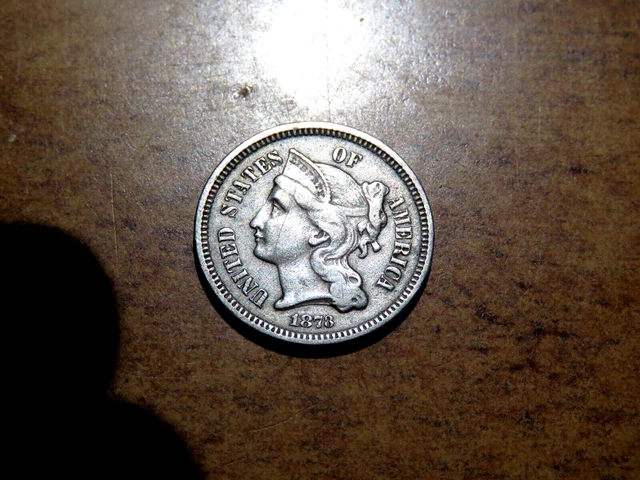 Original AU/BU Better Date 1873 Nickel Closed Three Cent Coin M6