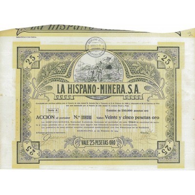 LA HISPANO-MINERA S.A 1 AZIONE 1914 