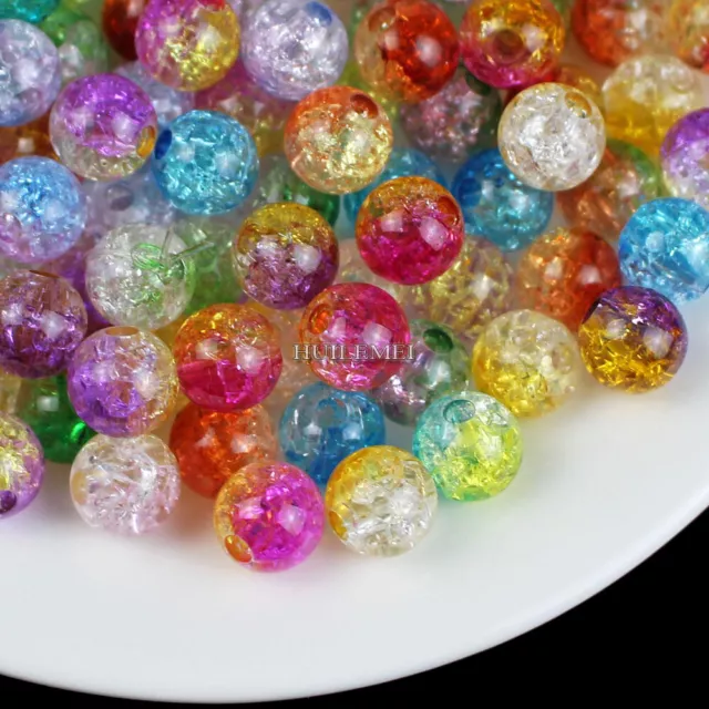 100pcs 8/10/12 mm Mixed Acrylic Cracked Loose Spacer Beads for Jewelry Making 2
