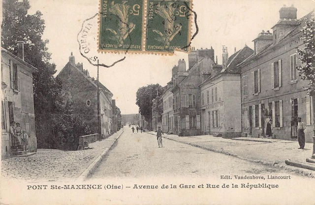 CPA Dept 60 Oise - Pont Sainte Maxence Avenue de la Gare et rue de la République