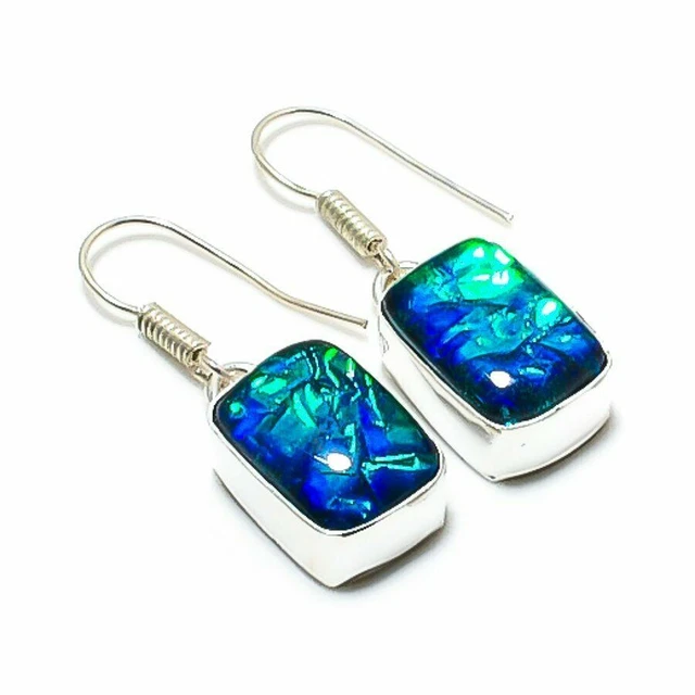 Australien Triplet Opal Gemstone Handmade Ethnic Style Jewelry Earring 1.38"