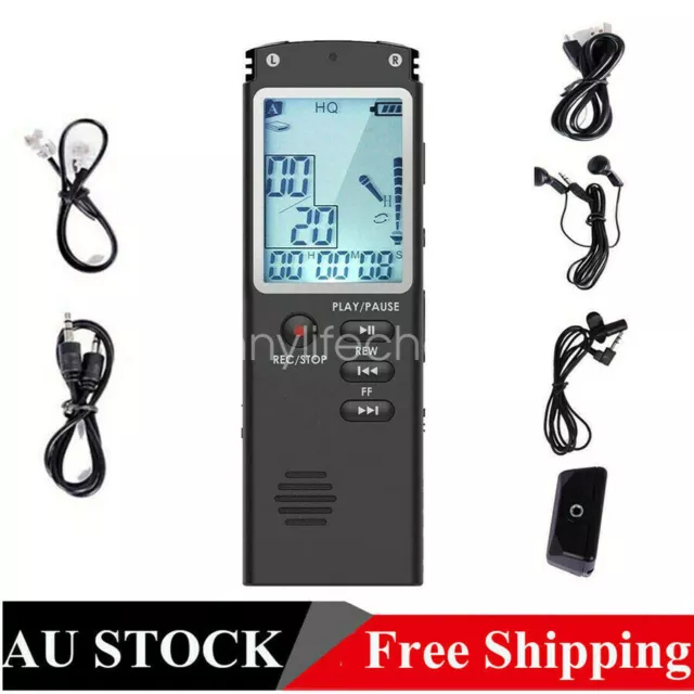 Digital Voice Recorder Dictaphone Audio Mini Player USB Mp3 Sound Mic Lecture AU 2