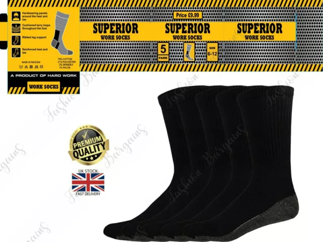 New 6 Pairs Mens Ultimate Work Boot Socks Size 6-11 Cushion Sole Reinforced Toe