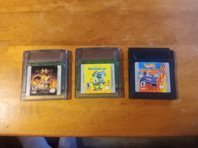 Game Boy Color Games Lot (3) Mummy Returns, Monsters, Inc., Stunt Track Driver