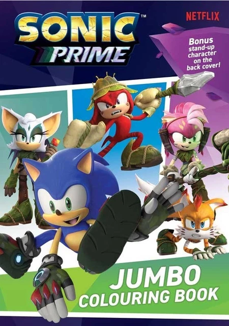 SONIC THE HEDGEHOG Colouring Book Jumbo Sonic Prime Age 3 Plus £6.99 ...