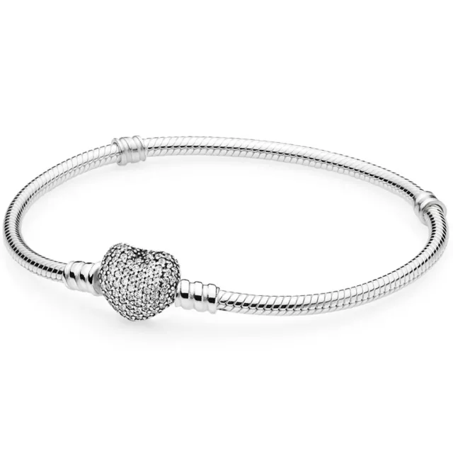 Original Pandora® Bracelet 590727 CZ Cœur Pavé Argent