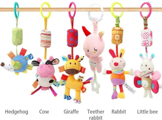 Toys Sensory Toys Car Seat Teether Hanging Bell Toy Parrot Rabbit Hedgehog