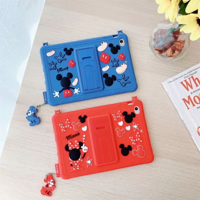 For Apple iPad Mickey Mouse Kids Silicone Kickstand Stand Case Shockproof Cover