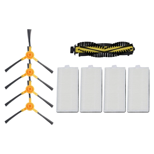 Ersatzteile-Set Für Tesvor Staubsaugerroboter – 4 Seitenbürsten, 1 Rollenbürste, 4 Filter