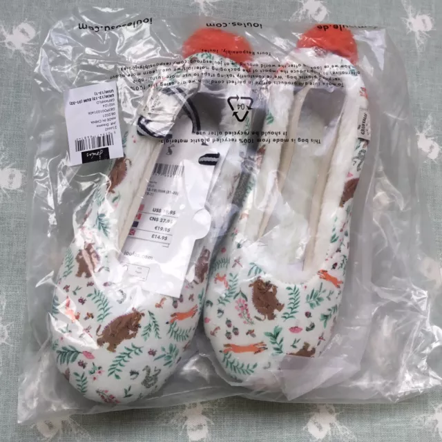 Pantofole Gruffalo Joules Ragazze - Gruffalo Bianco Floreale Taglia M UK 12-13 EU 31-32