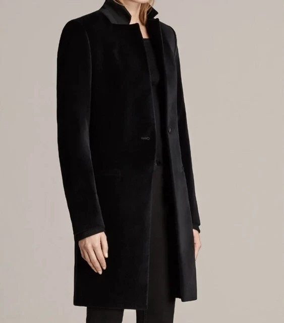 ALL SAINTS LORIE Wool Leather Lapel Coat Size US 4 324.38 PicClick UK