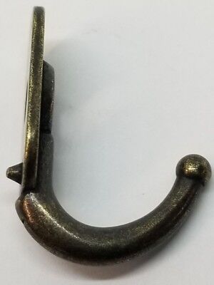 1.25" ANTIQUE BRASS Small Jewelry Hook Front Mount Single shirt jacket hat TINY 3