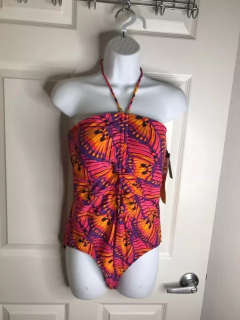 NWT Jantzen Women's One Piece Halter Swimsuit Multicolor ~ Size 14