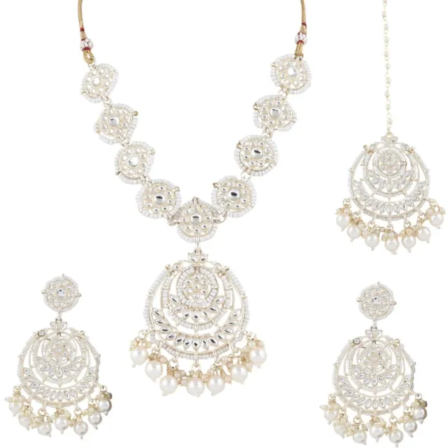 Indisches Bollywood-Perlen-Brauthalsketten-Hochzeits-Mode-Schmuck-Set