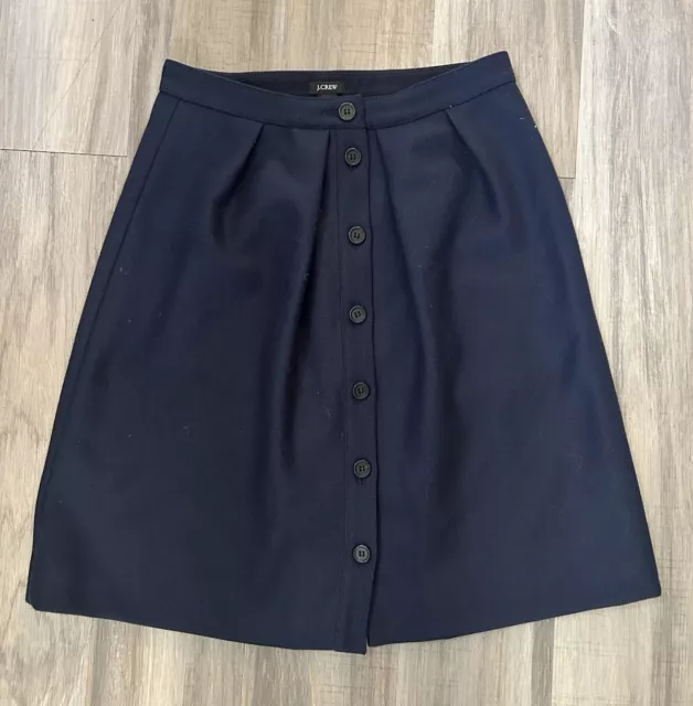 J Crew Flair Skirt In Double Serge Wool Button Front Skirt