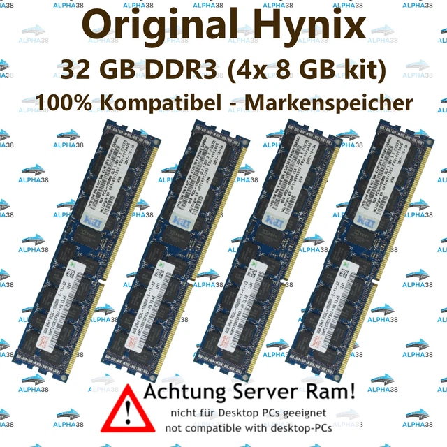 32 GB 4x 8 GB Rdimm ECC Reg DDR3-1333 IBM System x3400 x3500 x3550 x3650 M2 RAM