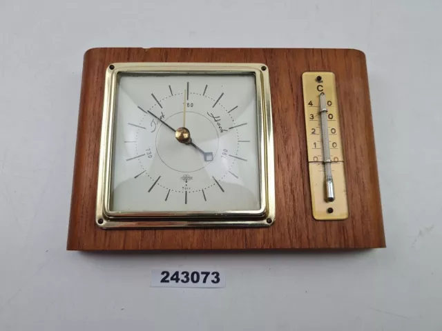 Wetterstation Förster Thermometer Barometer Holz Glas Torr Deko DDR alt #243073