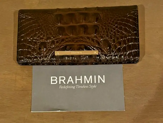 Brahmin Melbourne Ady Wallet in Pecan Crocodile Croc Embossed Skin