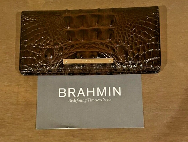Brahmin Melbourne Ady Wallet in Pecan Crocodile Croc Embossed Skin