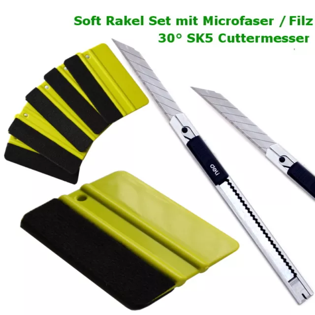 1x 30° Grad CUTTERMESSER Folienmesser, 1x Handschuhe 1x Rakel soft Set A22