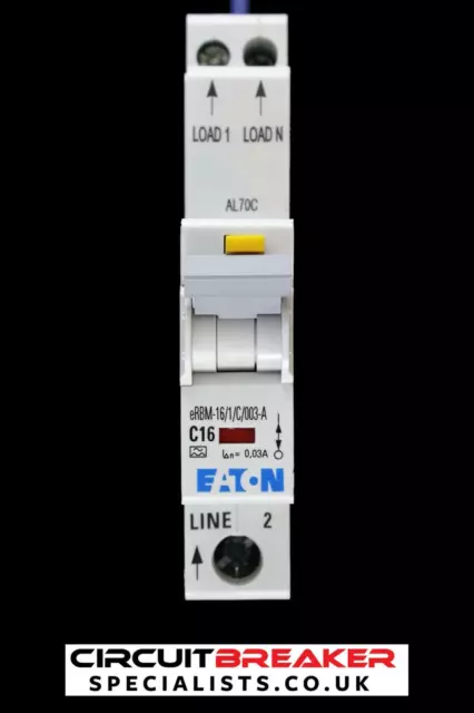 EATON 16 AMP CURVE C 10kA 30mA RCBO TYP A ERBM-16/1/C/003-A EMCH116R30C