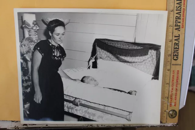 Vintage B&W Photo Funeral Casket Deceased Woman Rare