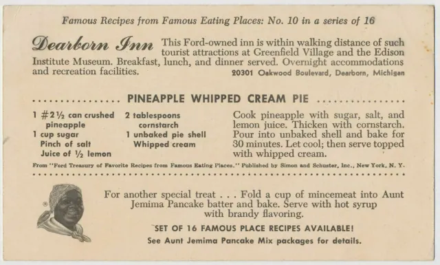 Pineapple Whipped Cream Pie, Dearborn Inn, Dearborn, Michigan