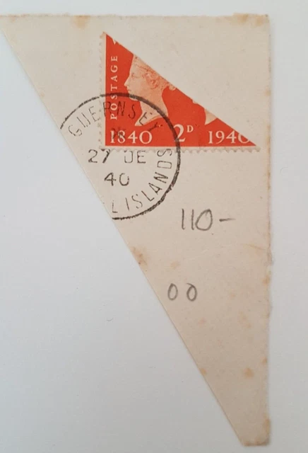 Kanalinseln - Guernsey Halbierung 2 Pence Briefmarke 1940 gestempelt