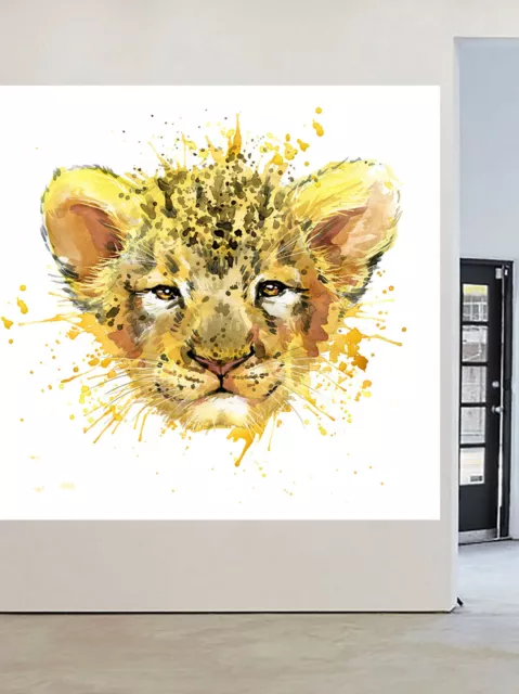 Lion Cub art painting canvas cat hand painted framed leopard animal africa