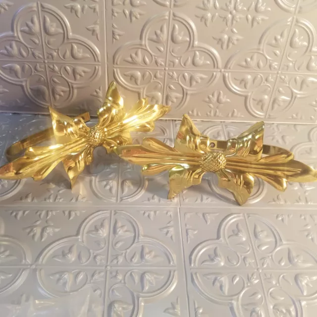 JCPenney Lacquered Brass Tiebacks Decorative Curtain Drapery Medieval Holdbacks