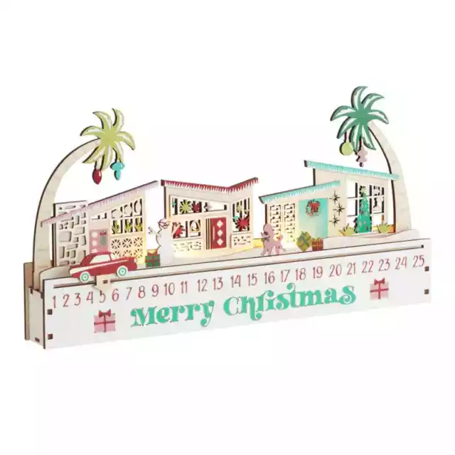 CHRISTMAS MIDCENTURY MODERN Houses LED Light Up Decor Countdown