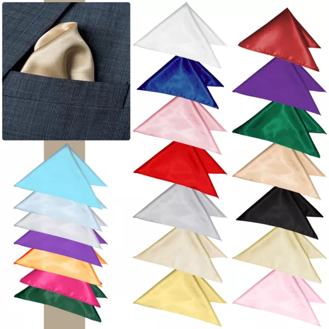 Pocket Handkerchief Square Plain Wedding Formal Casual Groom Party Mens Hanky