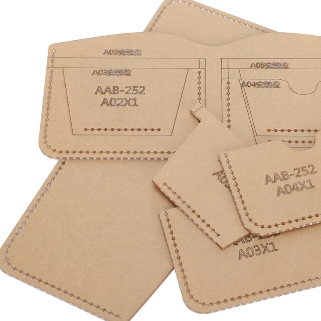5Pcs Acrylic Template Short Wallet DIY Leather Pattern Mold Craft Tools DP3