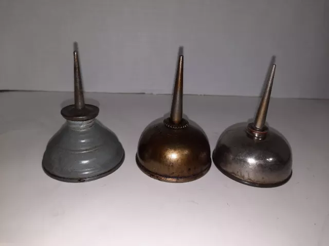 Vtg 3 Miniature Oil Can 1 Marked Singer Thumb Pump Sewing
